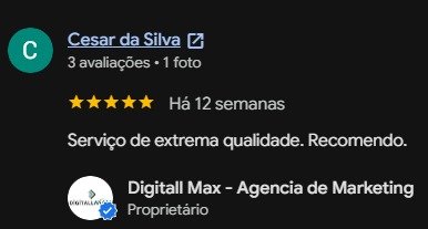 Avaliação de cliente 8 no Google